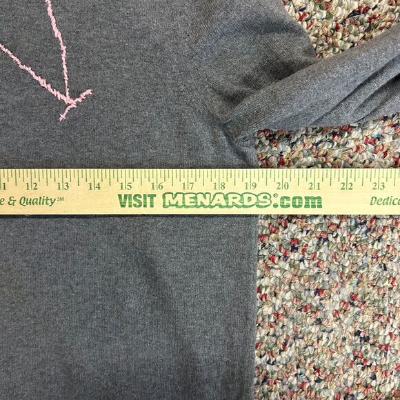 Banana Republic Gray Cotton Cashmere Pink Embroidered Crewneck Sweater Size S - Picture 9 of 10